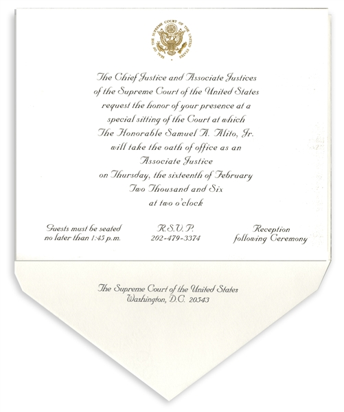 Invitation to the Investiture Ceremony of Supreme Court Justice Samuel Alito